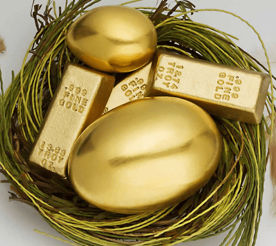 Gold bars in a nest representing wealth protection